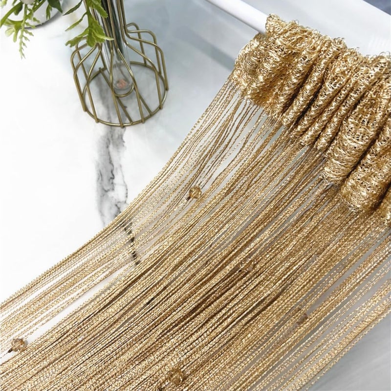Eve Split Decorative Door String Curtain Wall Panel Fringe Window Room Divider Blind for Wedding Coffee House Restaurant Parts Crystal Tassel Screen Home Decoration (Champagne002) - Image 3